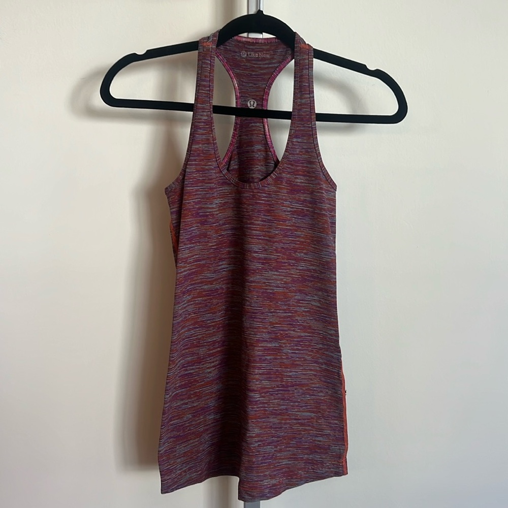 Lululemon‎ Cool Racerback Tank Purple & Orange Like New Orange and Purple Sz 2 4